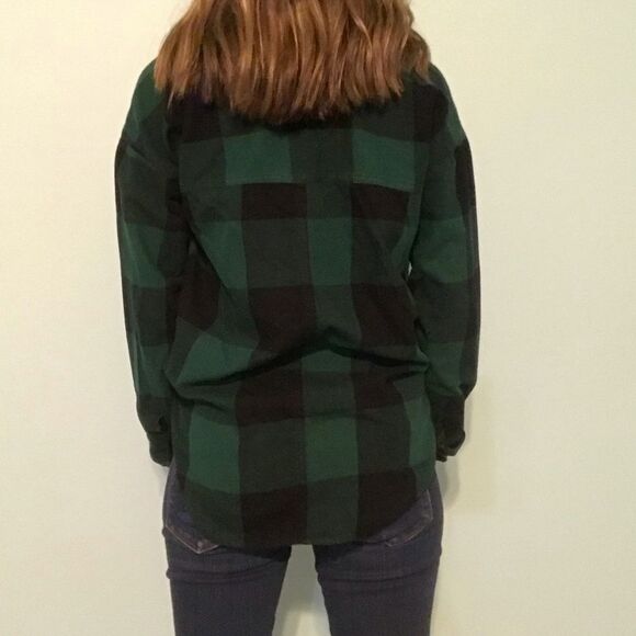 Old Navy Green and Black Button Down Blouse Size XS - Picture 3 of 3